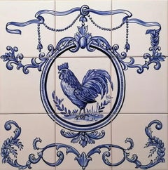 Rooster Kitchen Tile Mural in Pure Clay and Fine Ceramic