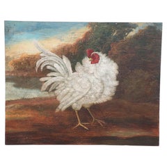 Vintage Rooster in Nature Print on Wood