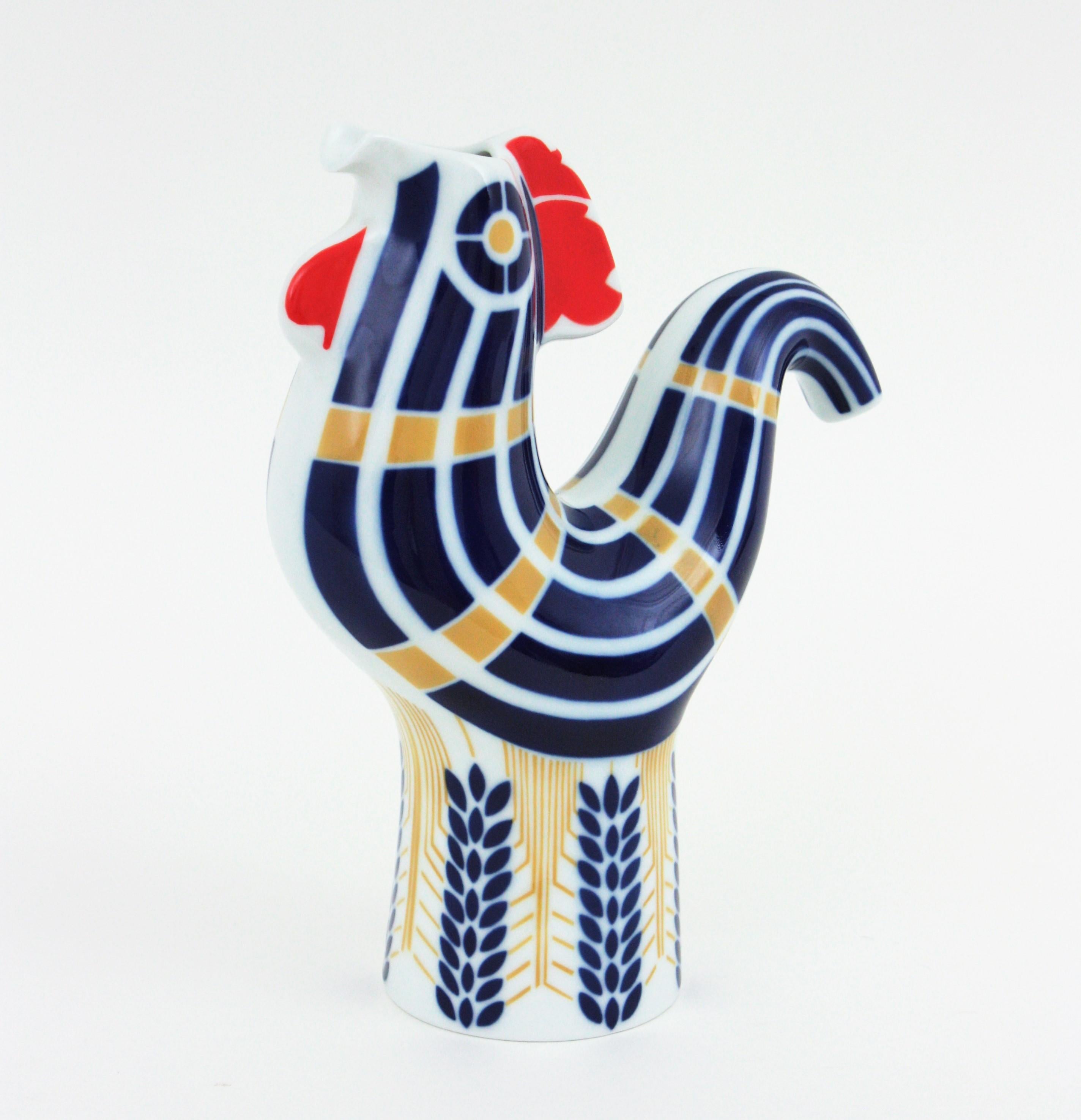 Mid-Century Modern Rooster Porcelain Jug Vase, Spain, 1960s For Sale