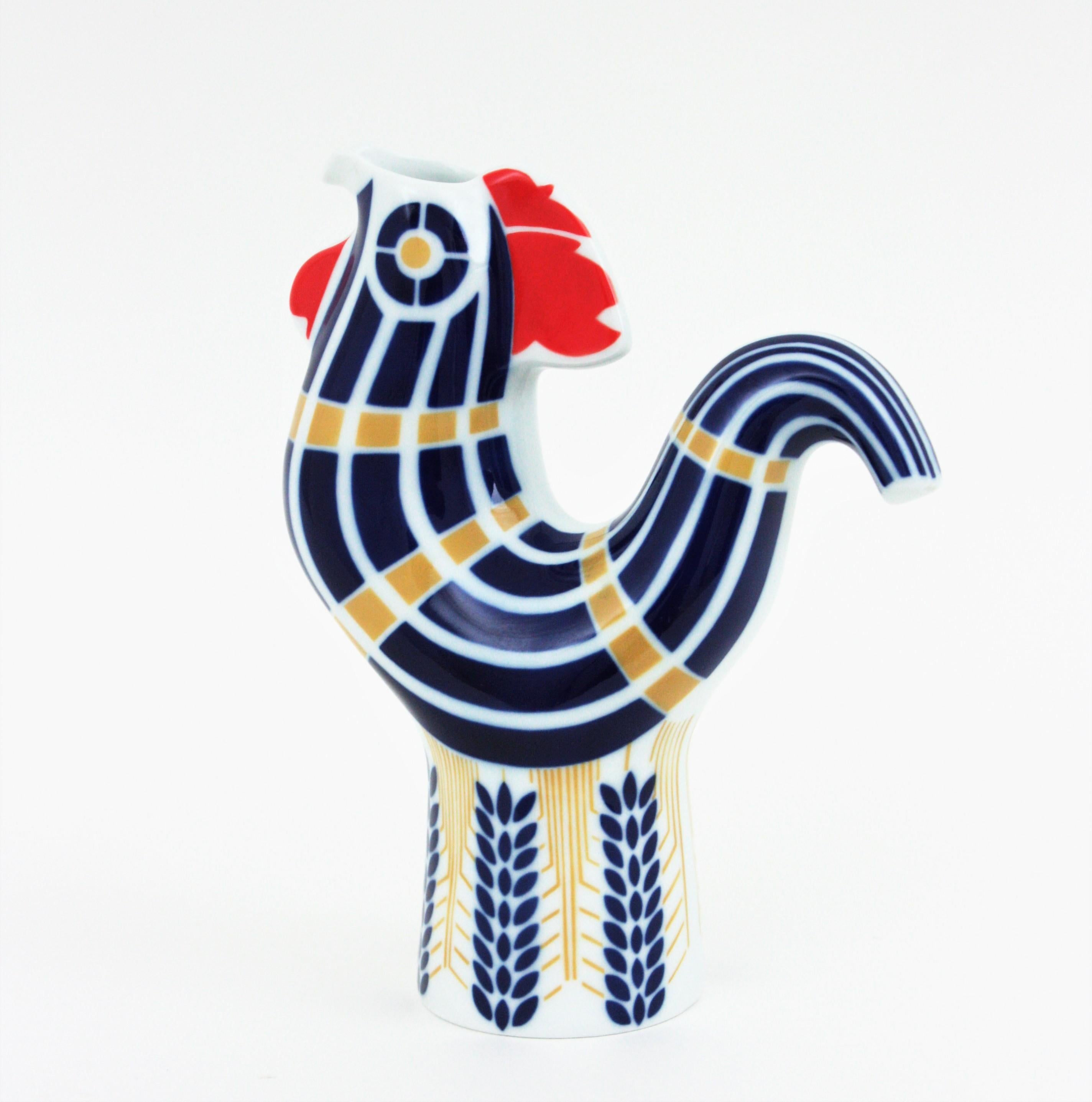 Rooster Porzellan-Krugvase, Spanien, 1960er Jahre (Glasiert) im Angebot