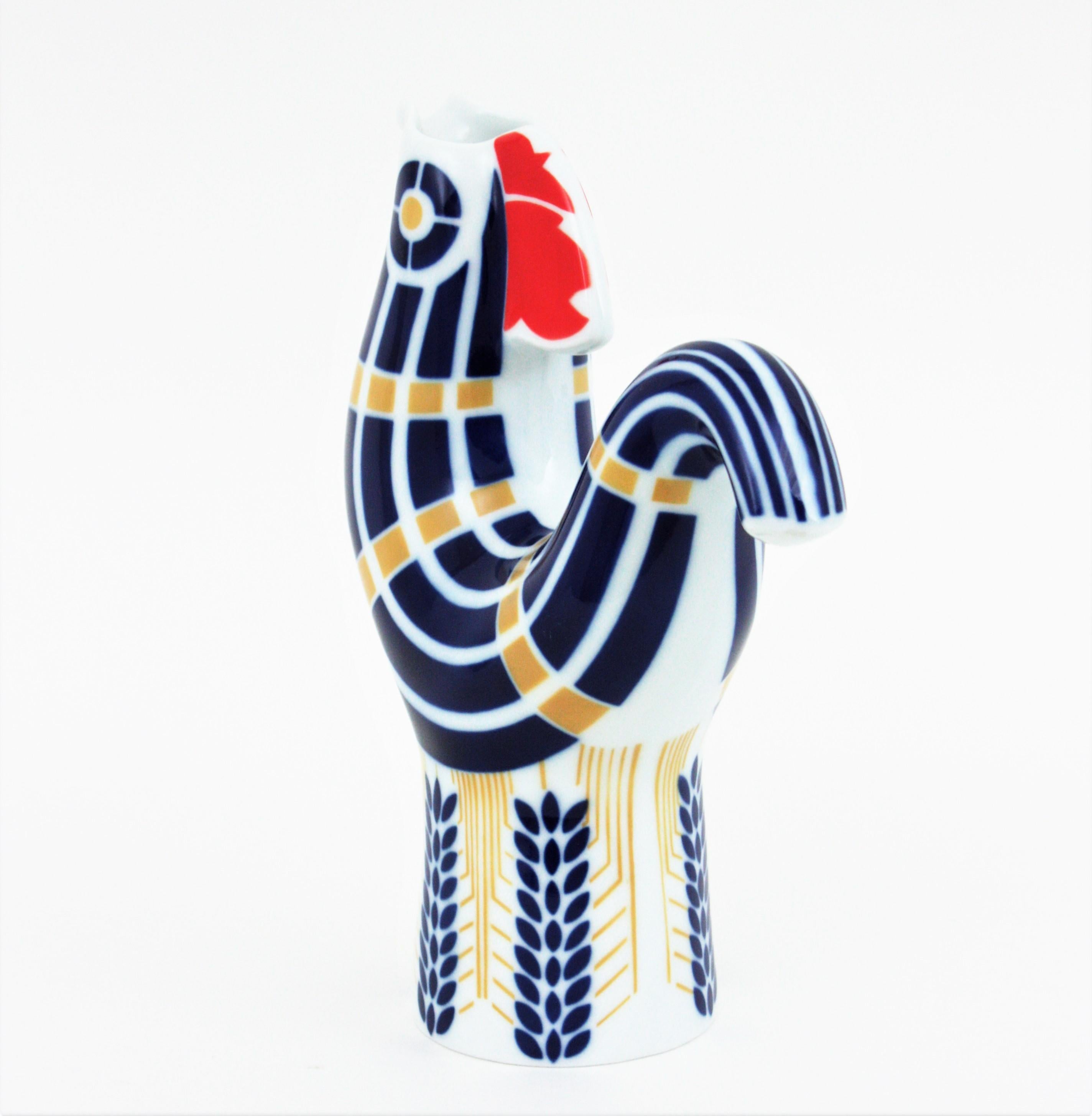 Glazed Rooster Porcelain Jug Vase, Spain, 1960s For Sale