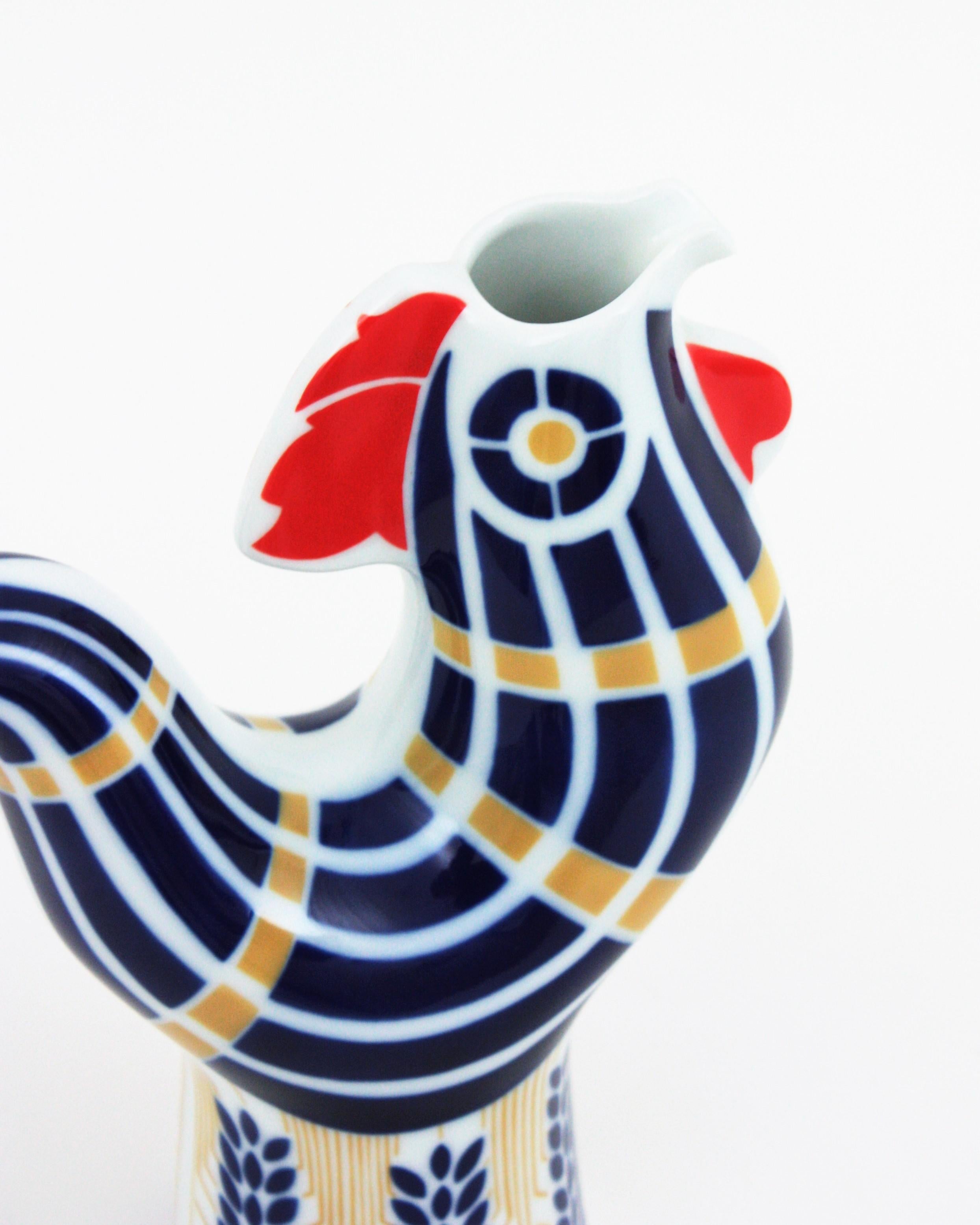 20th Century Rooster Porcelain Jug Vase, Spain, 1960s For Sale