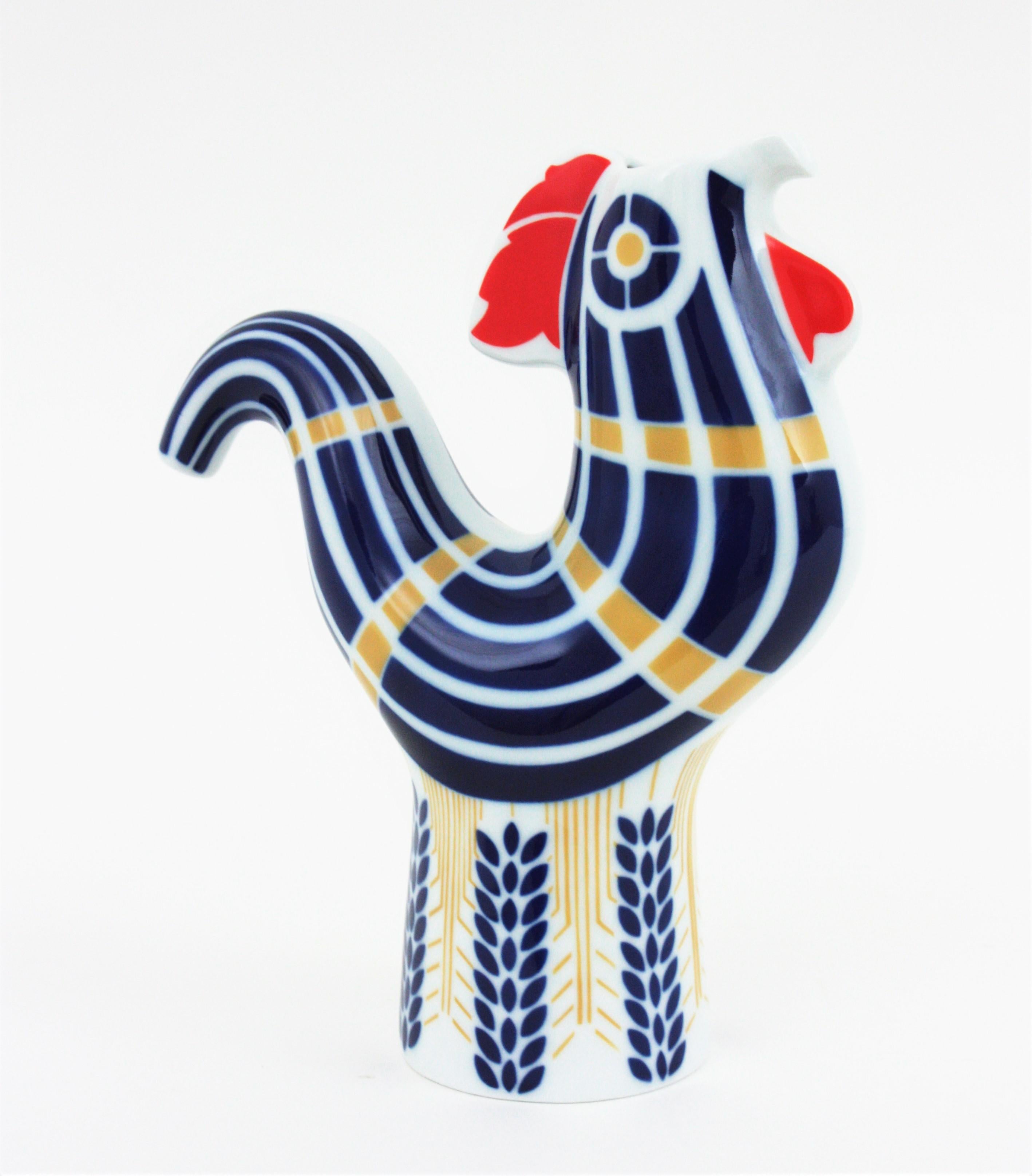 Rooster Porcelain Jug Vase, Spain, 1960s For Sale 1