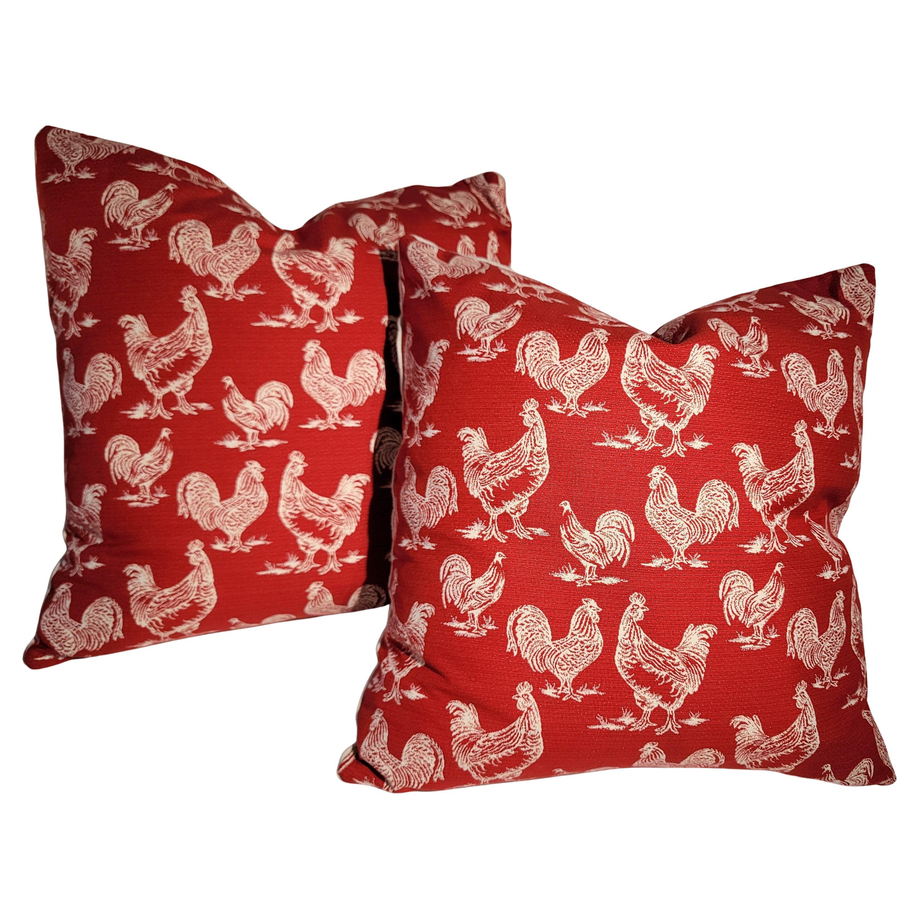 Rooster Printed  Pillows - Pair
