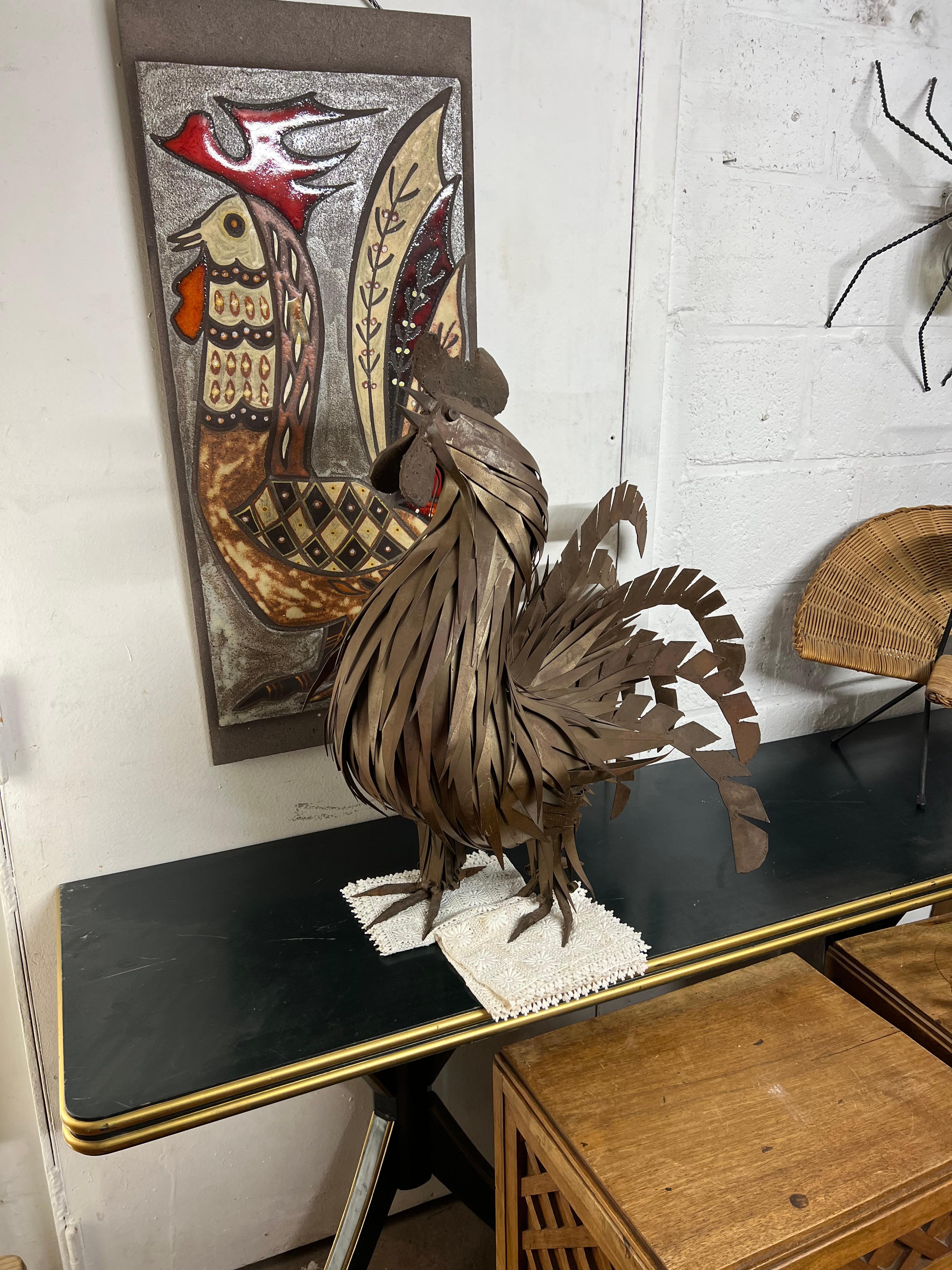Modern Rooster, Sculpture in Iron For Sale