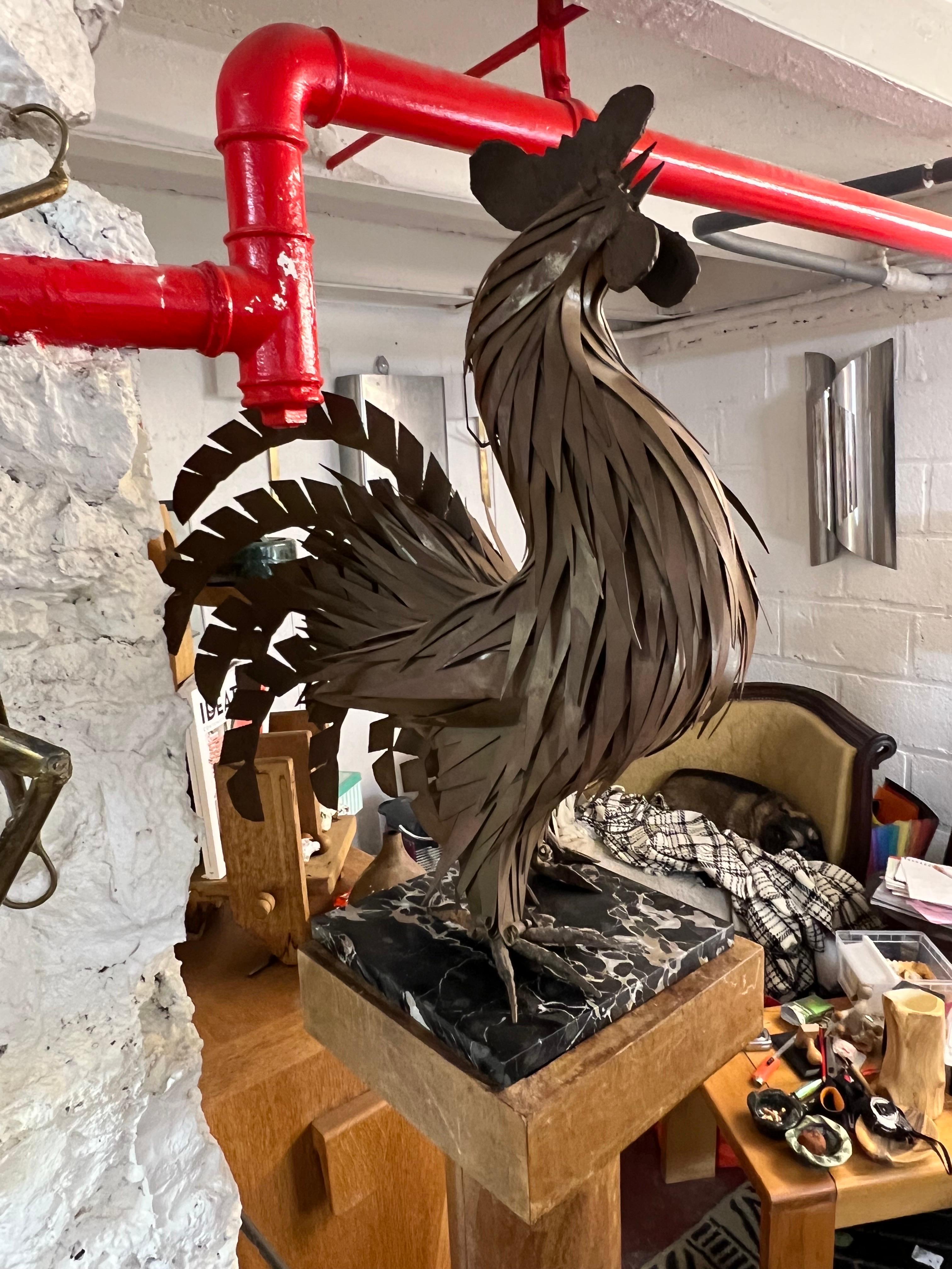 Welded Rooster, Sculpture in Iron For Sale