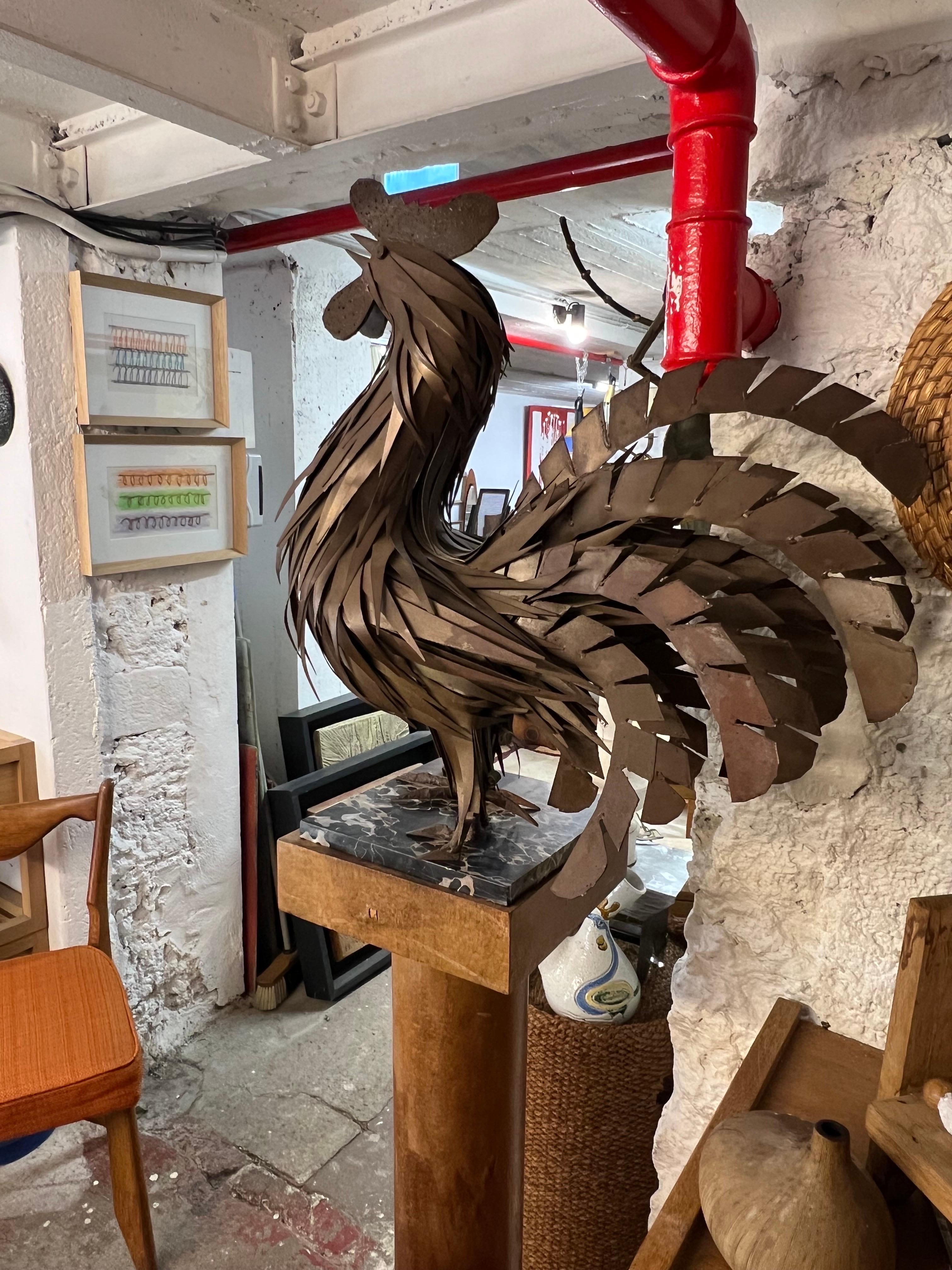 20th Century Rooster, Sculpture in Iron For Sale