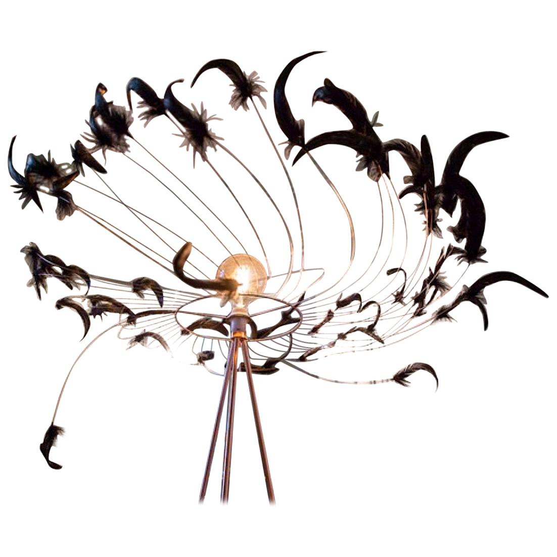 Rooster Tail Feathers Chandelier, France For Sale
