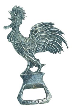 Rooster Vintage Bottle Opener Silver Plate Metal Breweriana Barware by Valenti