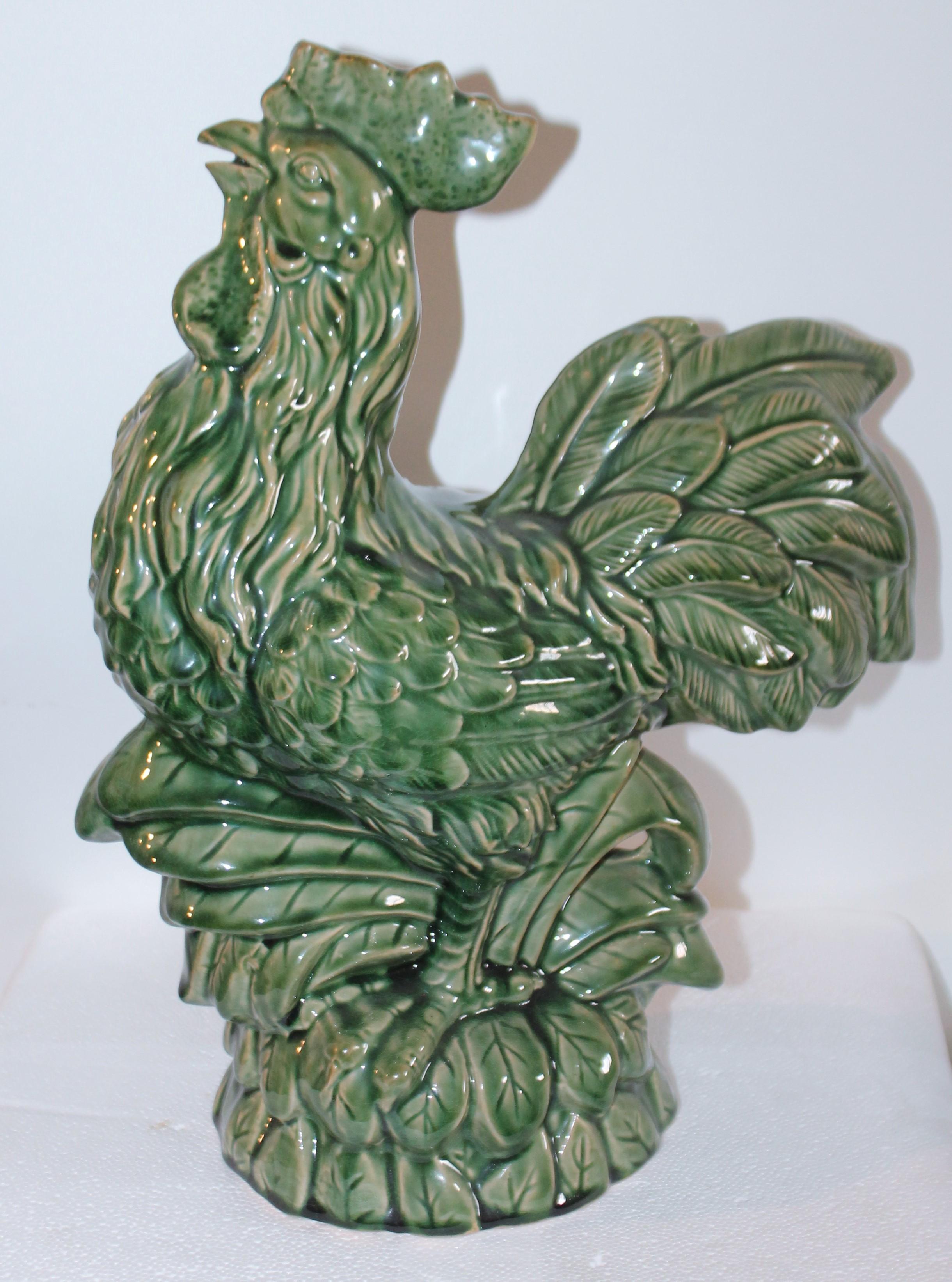 American Rooster With Majolica Glaze Pottery