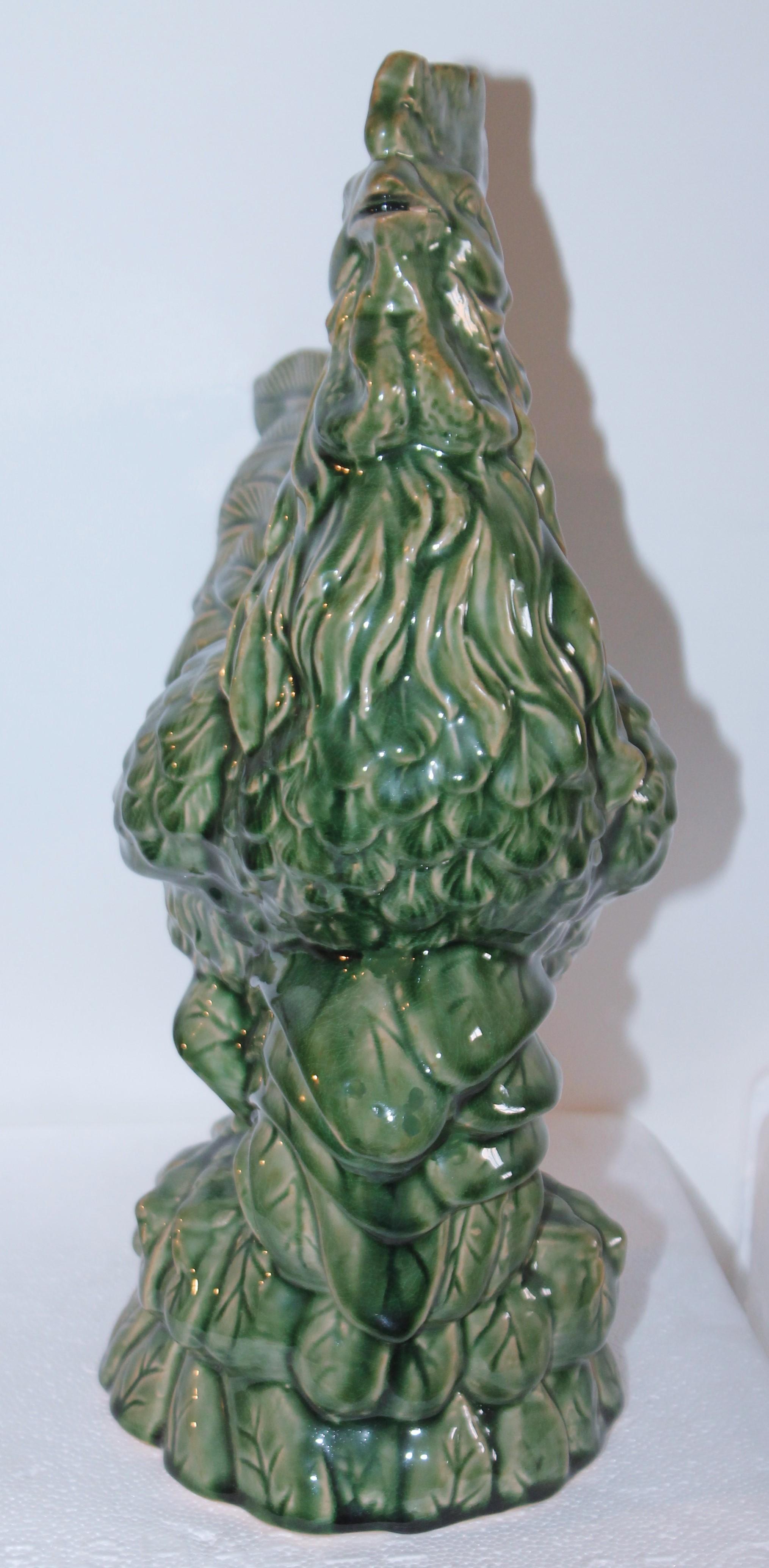 Hand-Crafted Rooster With Majolica Glaze Pottery