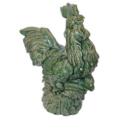 Rooster With Majolica Glaze Pottery