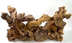 Root Burl Glass Top Console Table