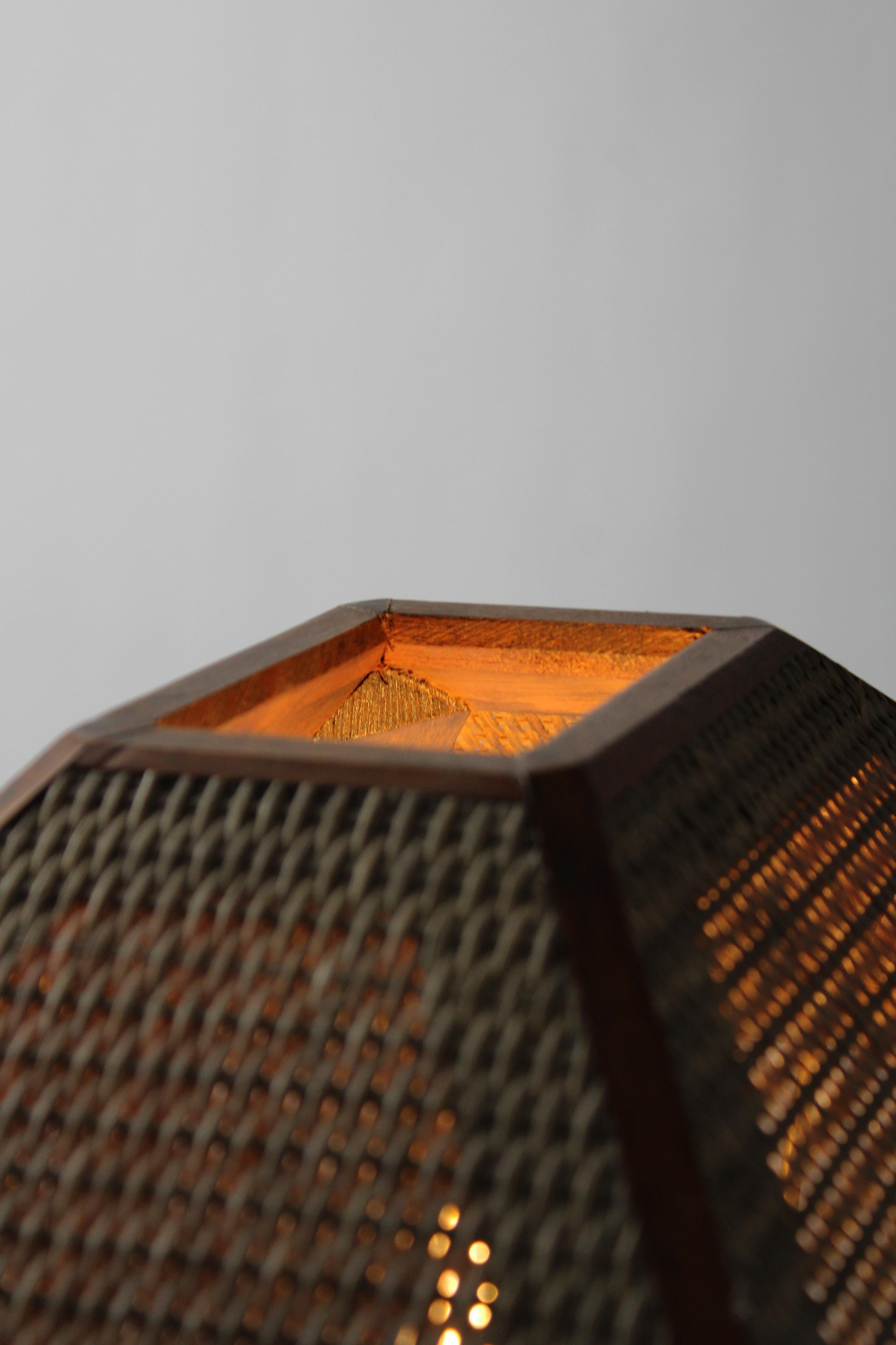 Root Hardwood Table lamp Flying fish Rattan shade by Leonard T 1970 Germany For Sale 8