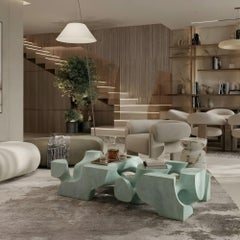Root Huge Sculptural Luxury Coffee Table in Mint Mortar Finish by MainGUILTY