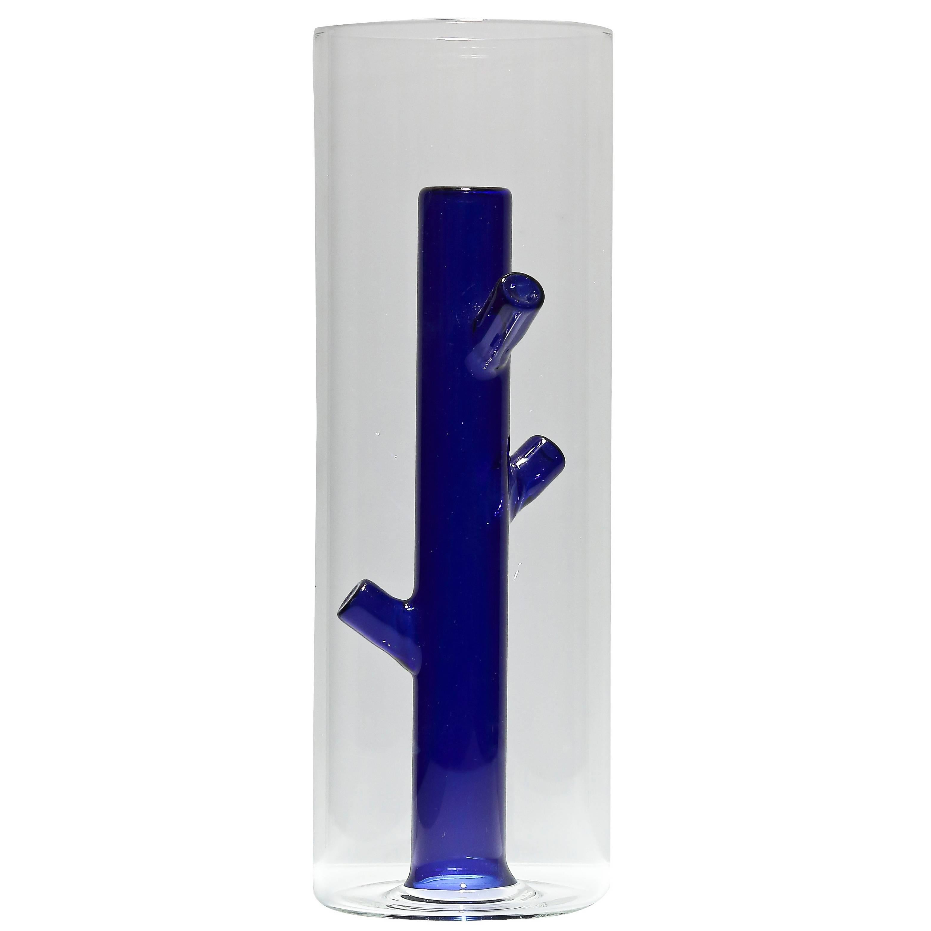 Root Medium Blue Vase in Glass by Driade For Sale