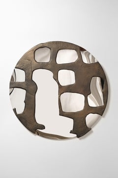Root Round Wall Mirror in Cast Aluminum & Stainless Steel by Studio Ayse Demir