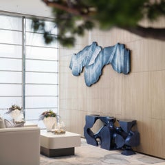 Root Sculptural Luxury Organic Console Table by MainGUILTY in Blue Chrome Finish