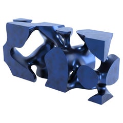 Root Sculptural Luxury Organic Console Table by MainGUILTY in Blue Chrome Finish