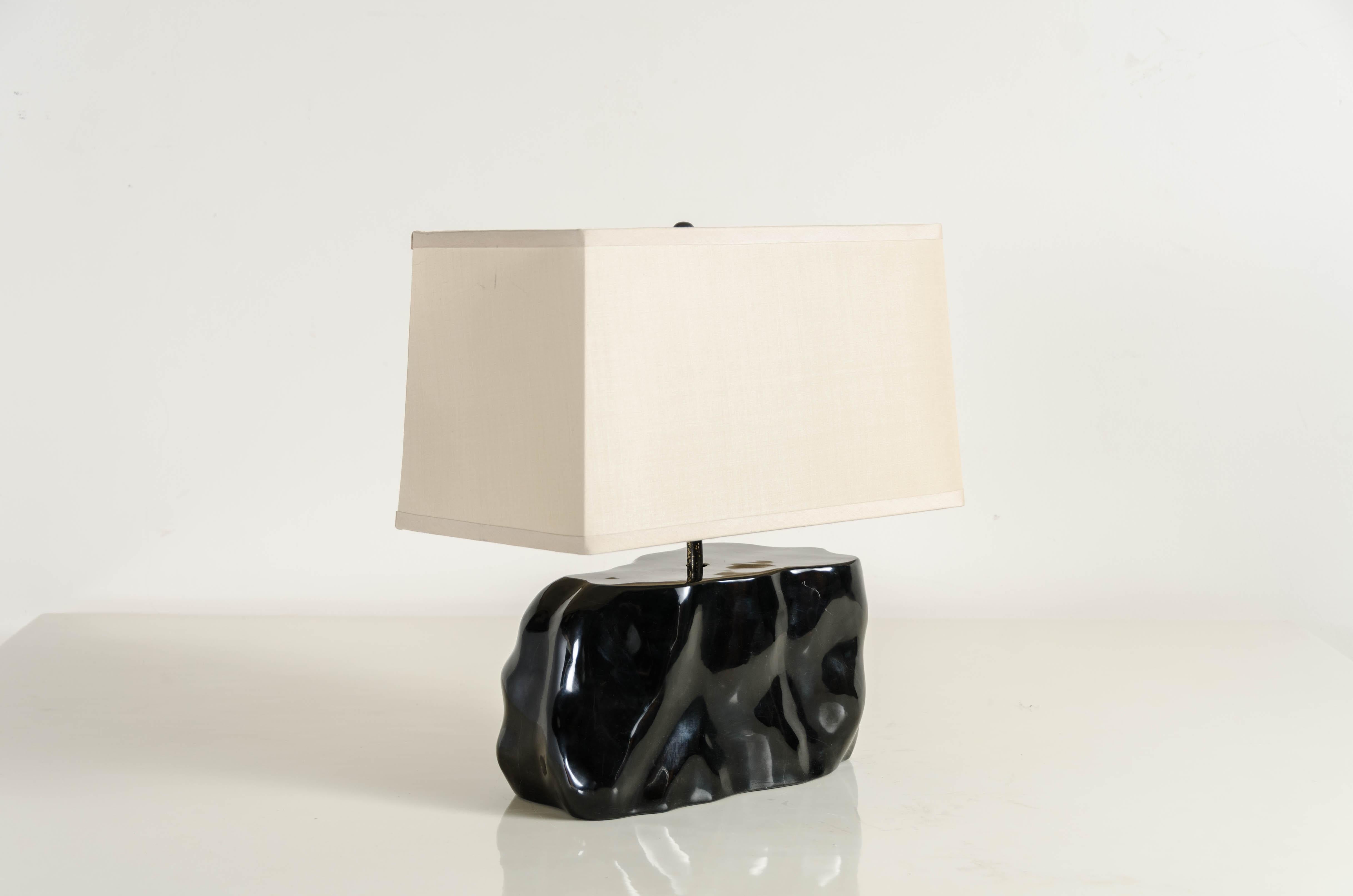 Root shape lamp with shade
Black stone
Hand carved
Silk shade
Limited edition.
 