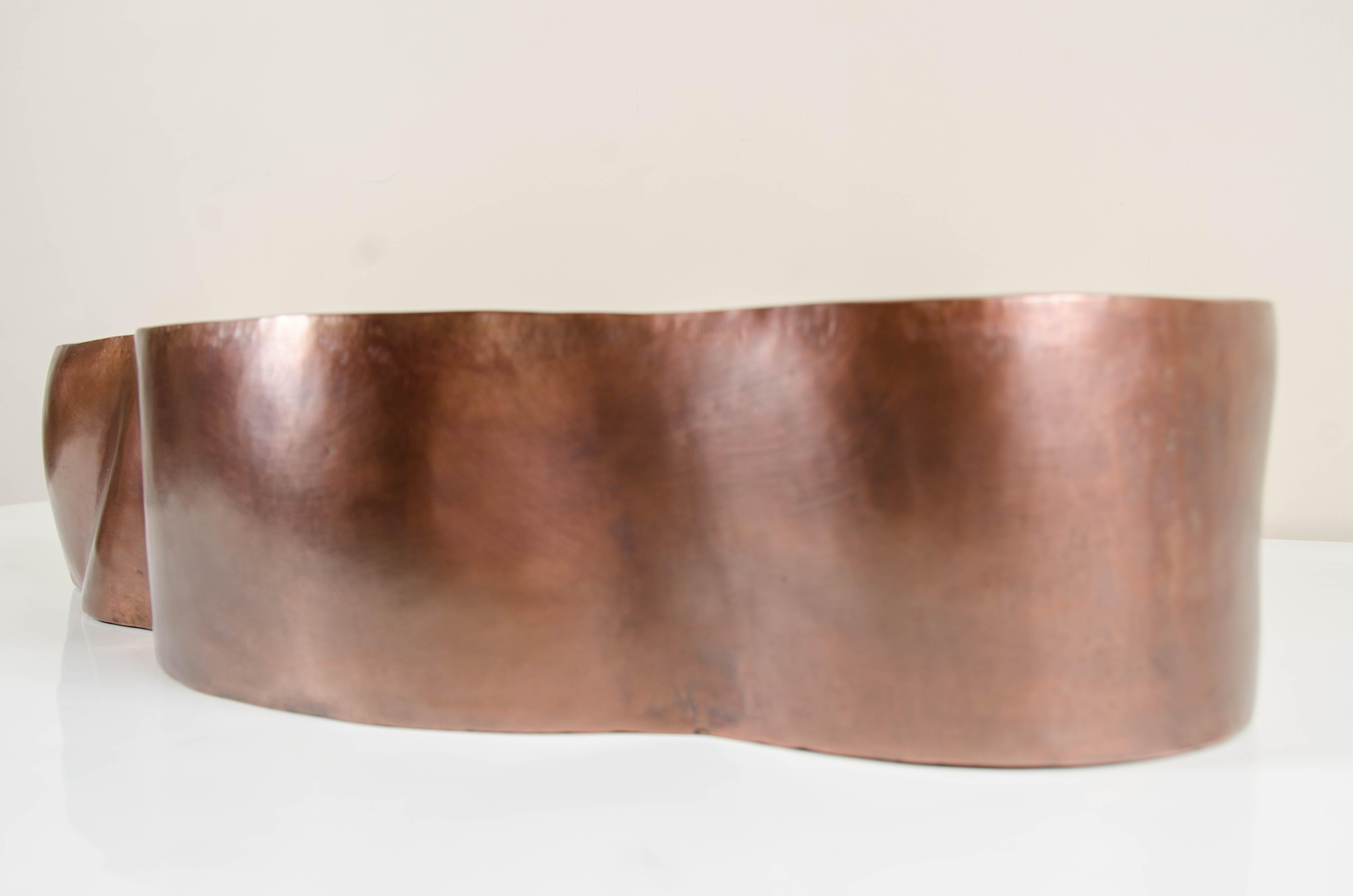 Root Shape Oblong Low Cachepot, Antique Copper by Robert Kuo, Limited Edition For Sale 1