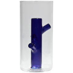 Root Small Blue Vase in Glass by Driade
