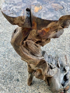 Root Wood Burlwood Stand Artist Made Free Form Adirondack Organic Side Table