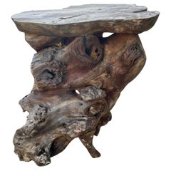 Madera de raíz Burlwood Stand Artist Made Free Form Adirondack Mesa auxiliar orgánica