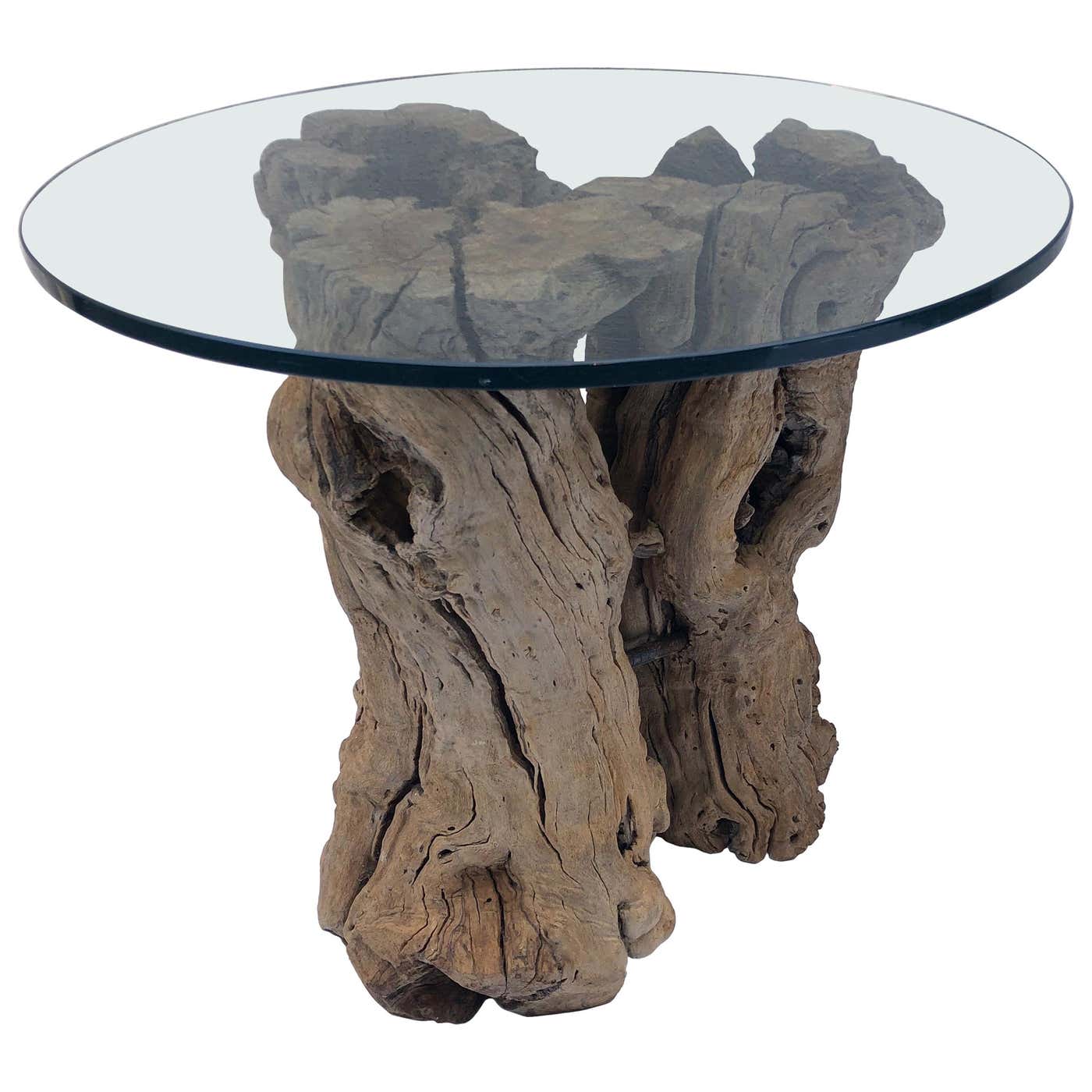 Root Table Glass Root Wood Table with Glass Top For Sale at 1stDibs | glass top tree ...