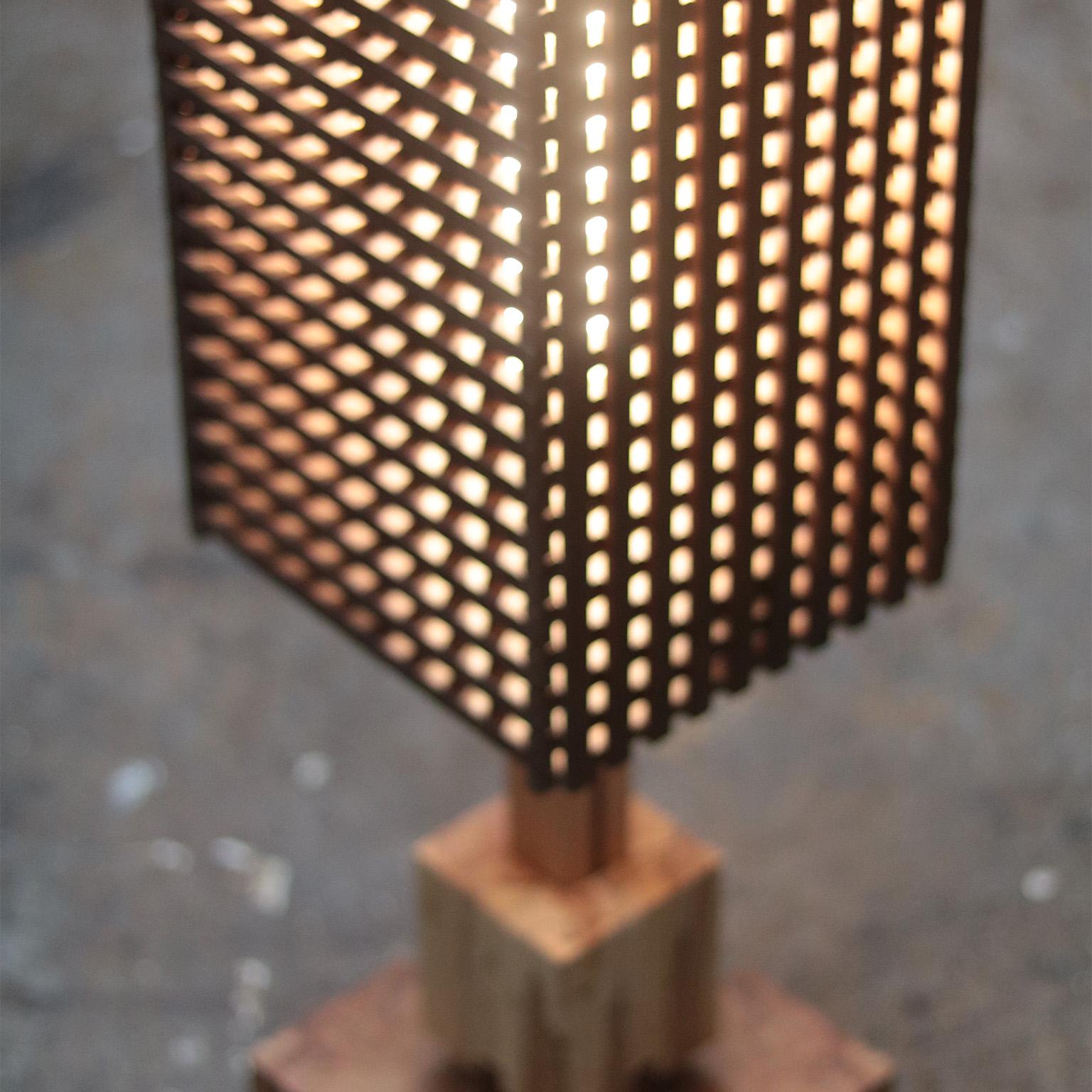 Canadian Rooted Floor Lamp With Walnut Shade And Spalted Maple Base For Sale