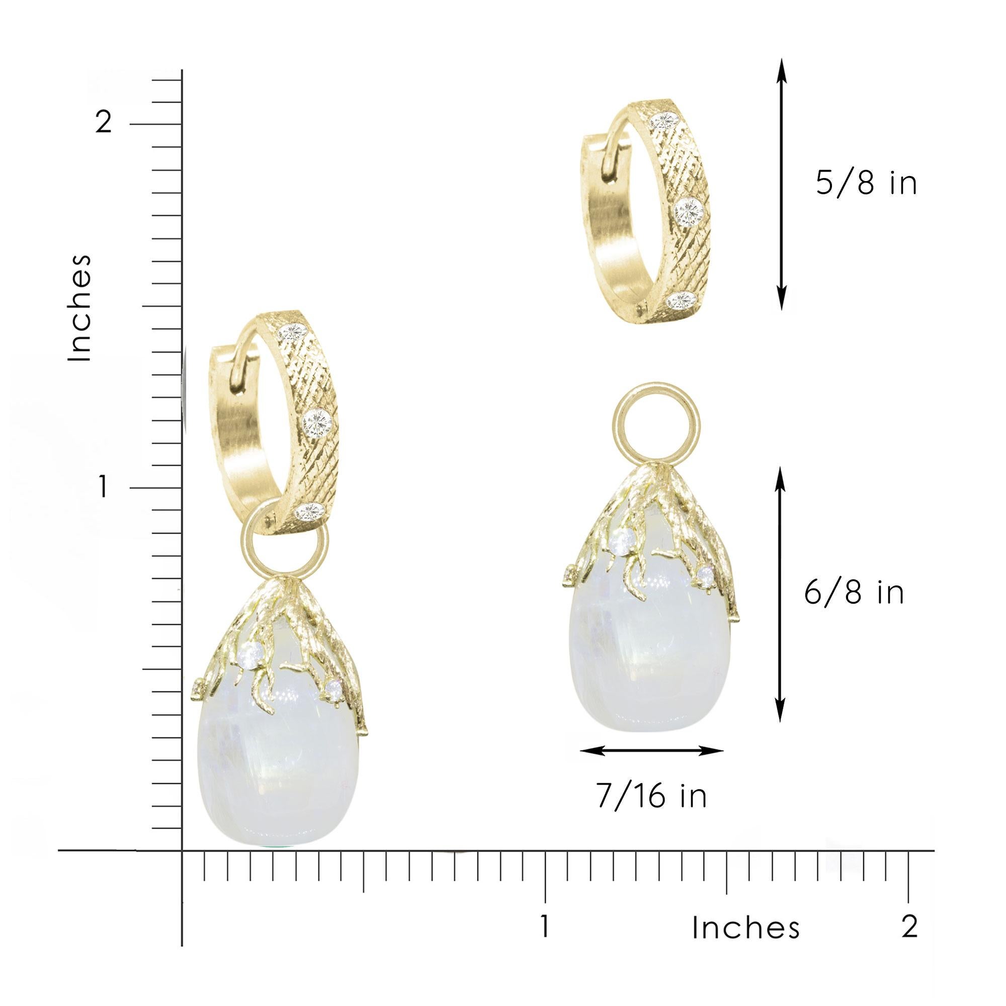 Women's or Men's Rooted Moonstone Gold 18k Earring Charms  For Sale