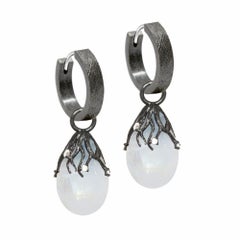 Rooted Moonstone Silver Earring Charms