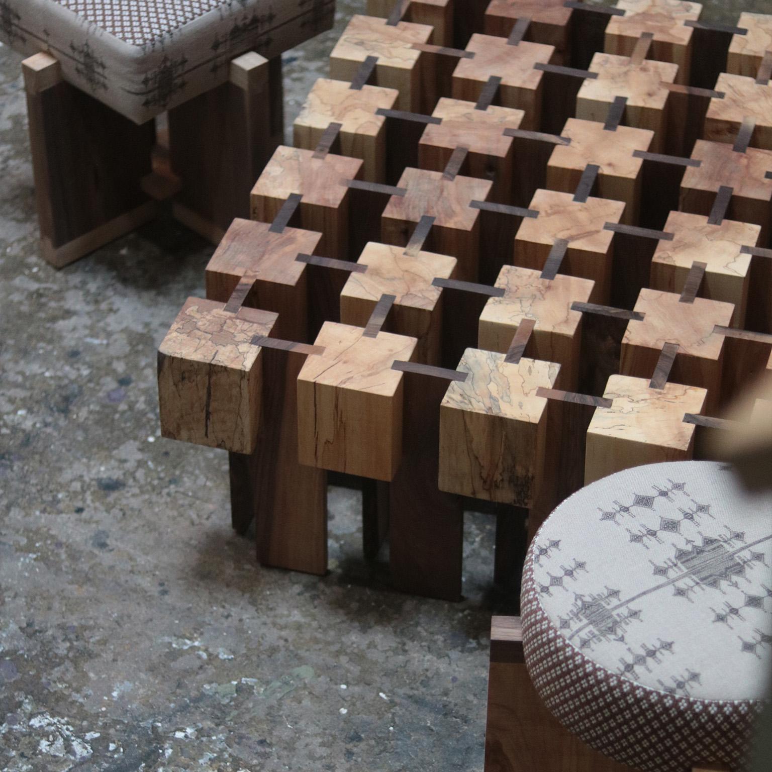 Hand-Crafted Spalted Maple And Walnut Sculptural Coffee Table For Sale