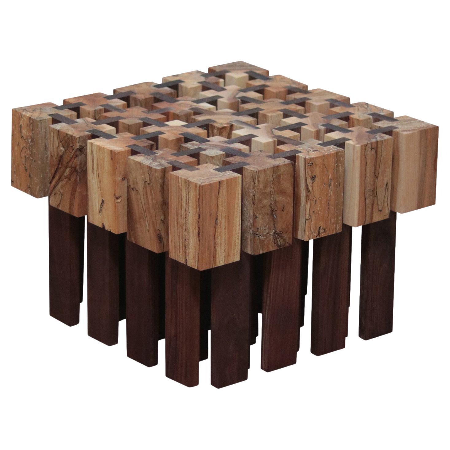 Rooted Spalted Maple Cubes and Walnut Side Table