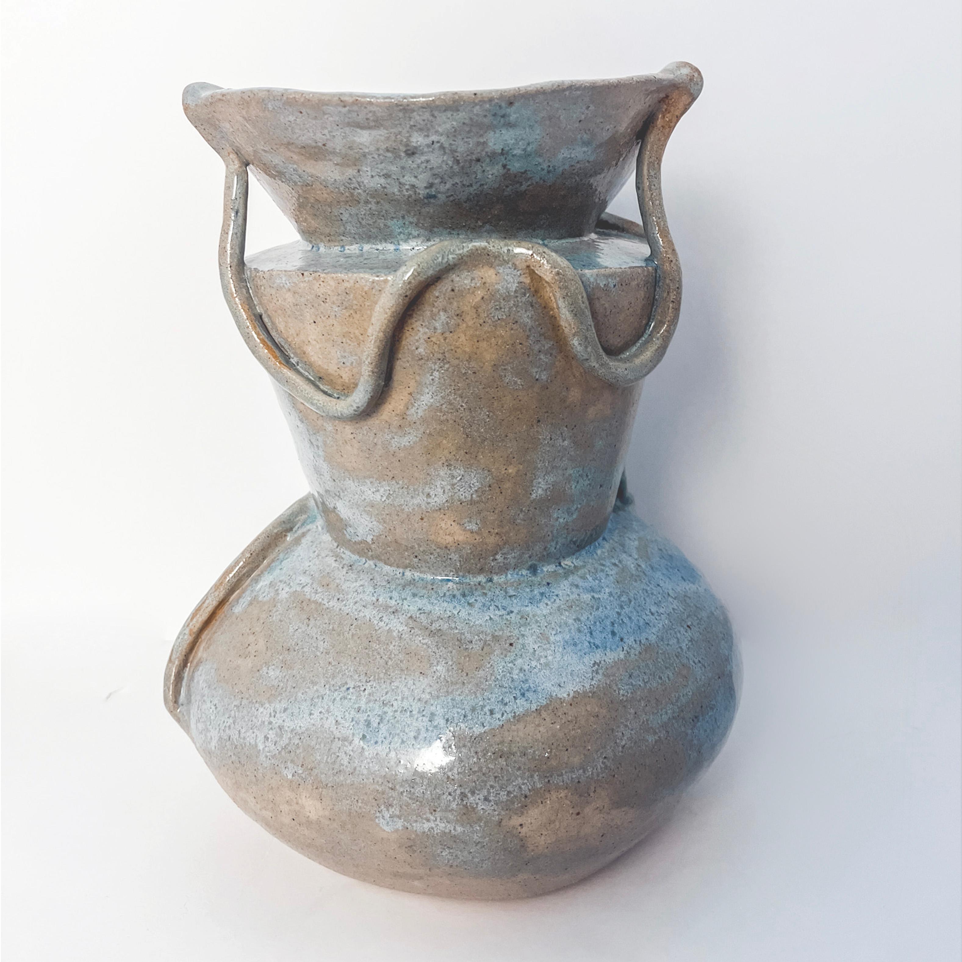 Glazed Rooted Vase in Opal Glaze For Sale