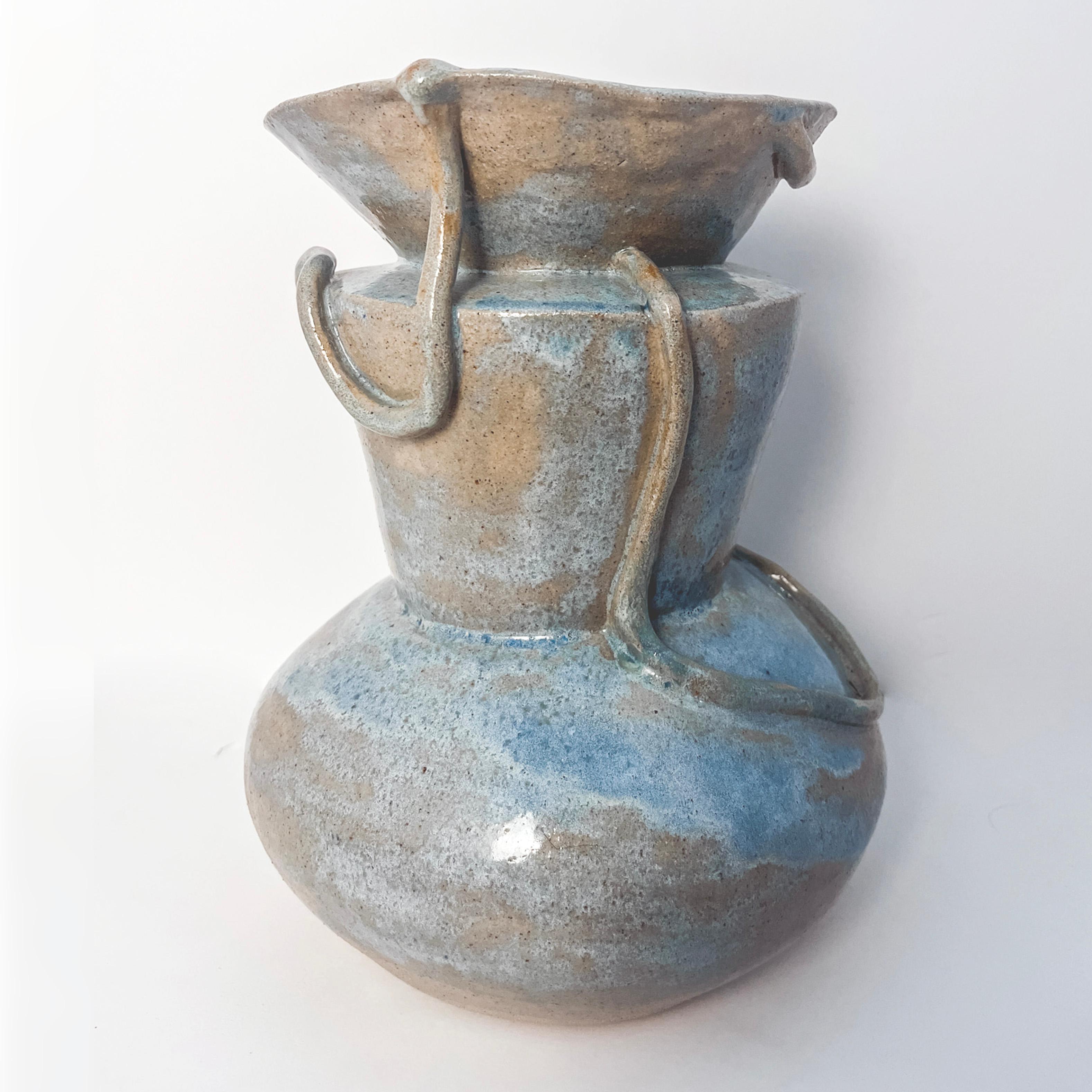 Contemporary Rooted Vase in Opal Glaze For Sale