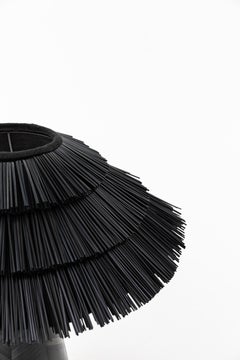 ROOTS OF HOME Black Table Lamp Straw Marquetry Collectible Handcrafted Lighting