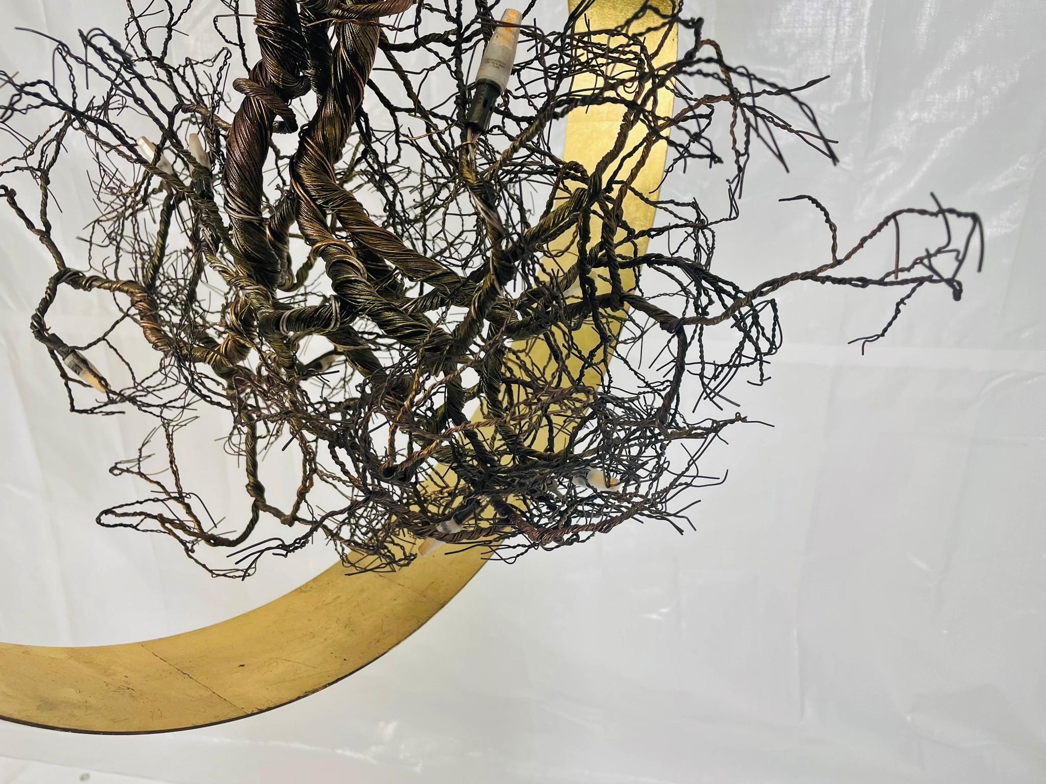 “Roots” Sculptural Pendant Light by F+M FOS, Hand-Twisted Wire, Gold Leaf, Greec For Sale 10