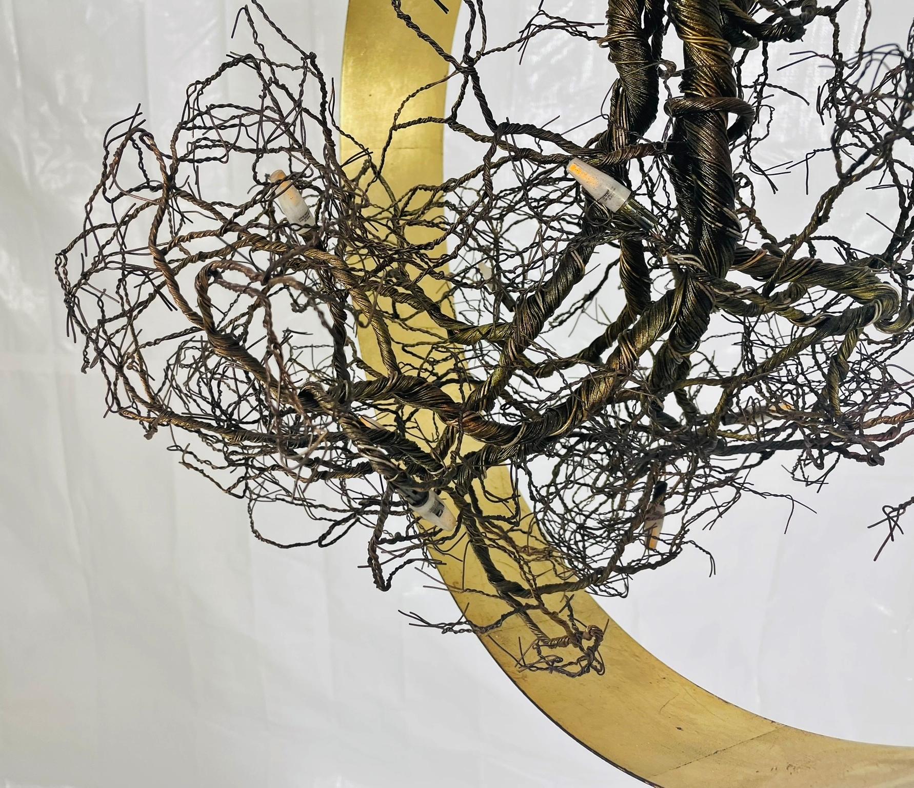 “Roots” Sculptural Pendant Light by F+M FOS, Hand-Twisted Wire, Gold Leaf, Greec For Sale 11