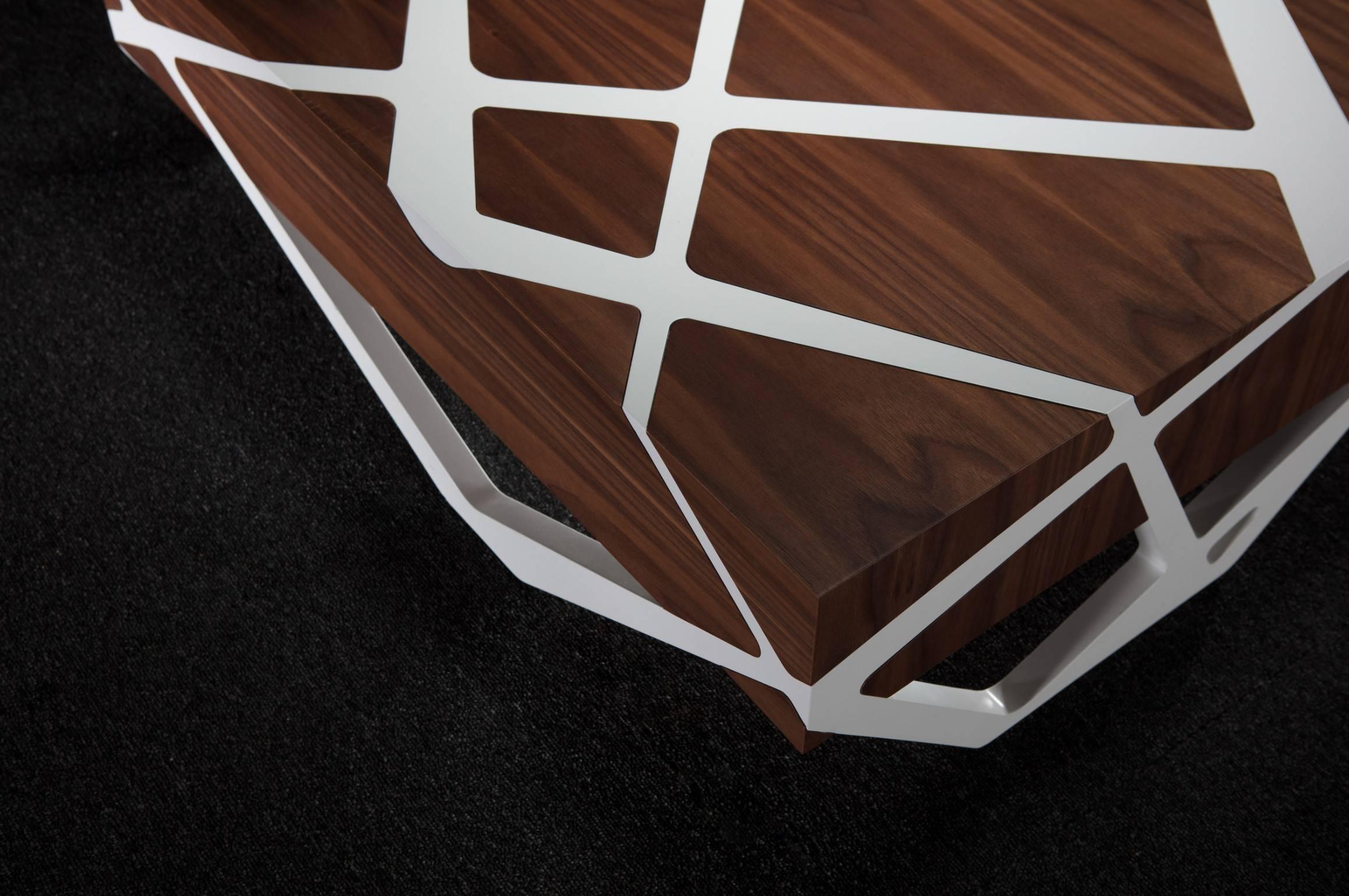 Lacquered Roots Walnut Coffee Table with White Lacquer For Sale
