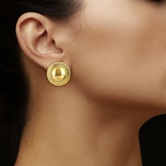 Rope Accented Polished Center Omega Clip-On Earrings