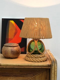 Rope and Glass Ball Lamp by Audoux and Minnet, 1960s