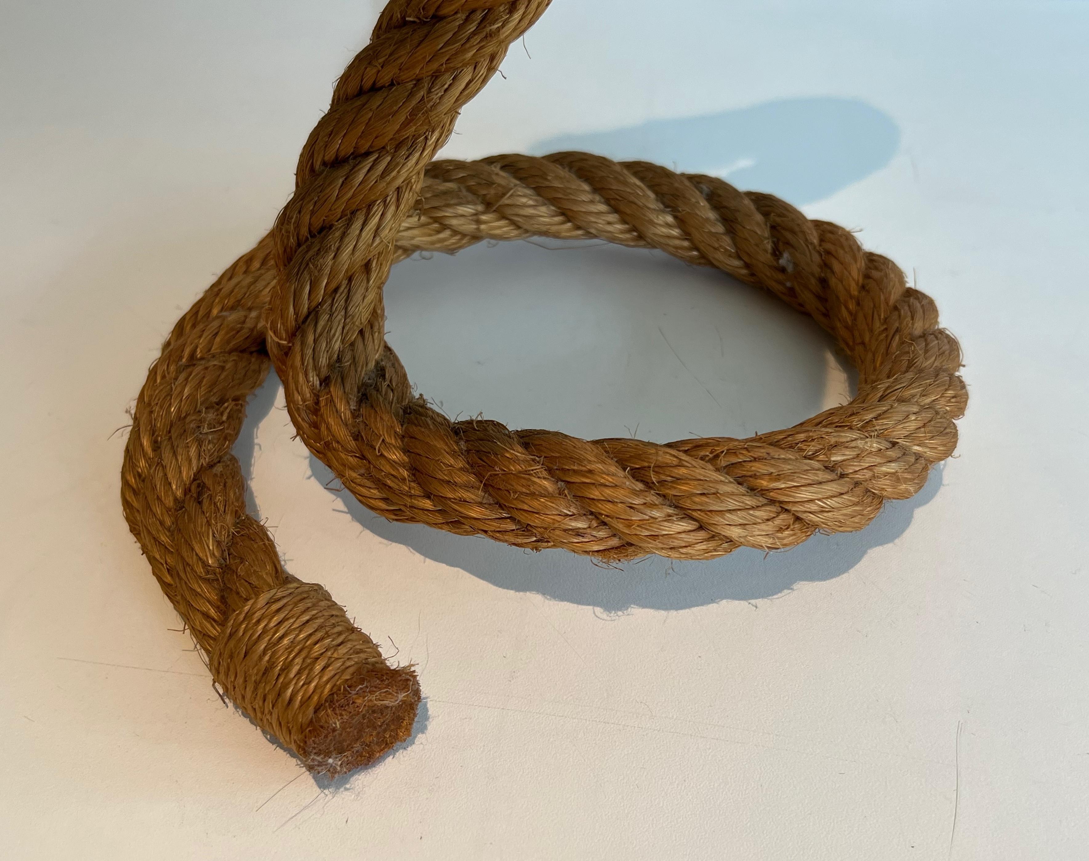 Rope and green glass table lamp by Adrien Audoux & Frida Minet (Audoux Minet) For Sale 4