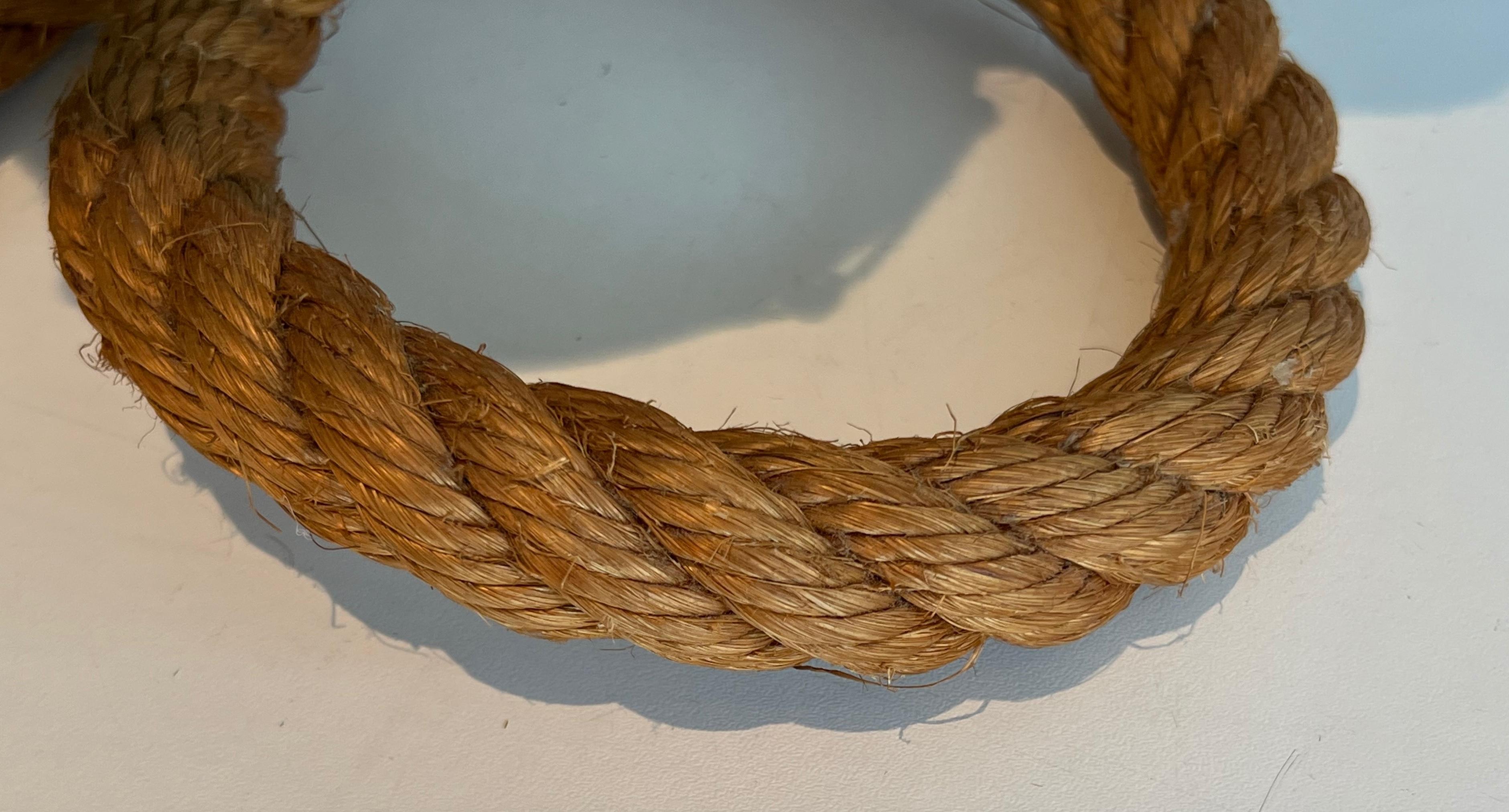 Rope and green glass table lamp by Adrien Audoux & Frida Minet (Audoux Minet) For Sale 9