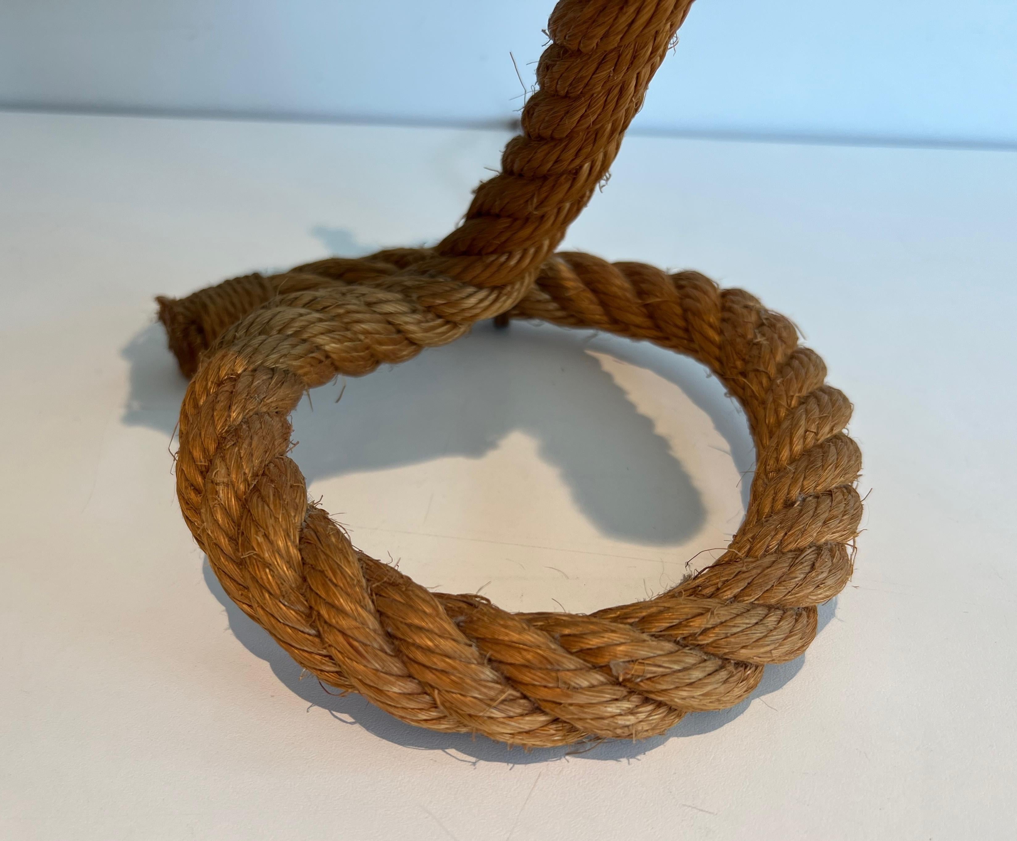 Rope and green glass table lamp by Adrien Audoux & Frida Minet (Audoux Minet) For Sale 3