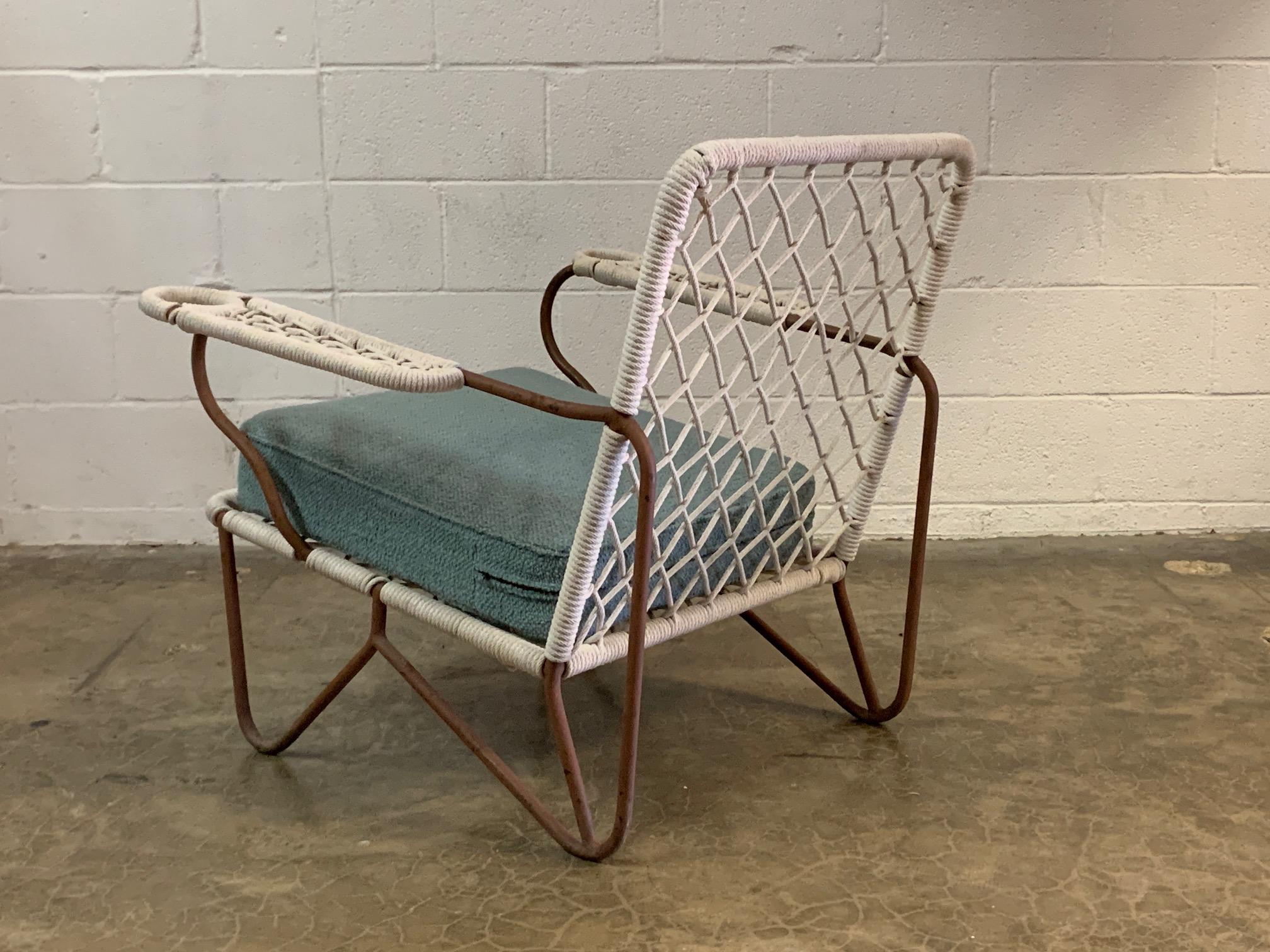 Rope and Iron Lounge Chair For Sale 9