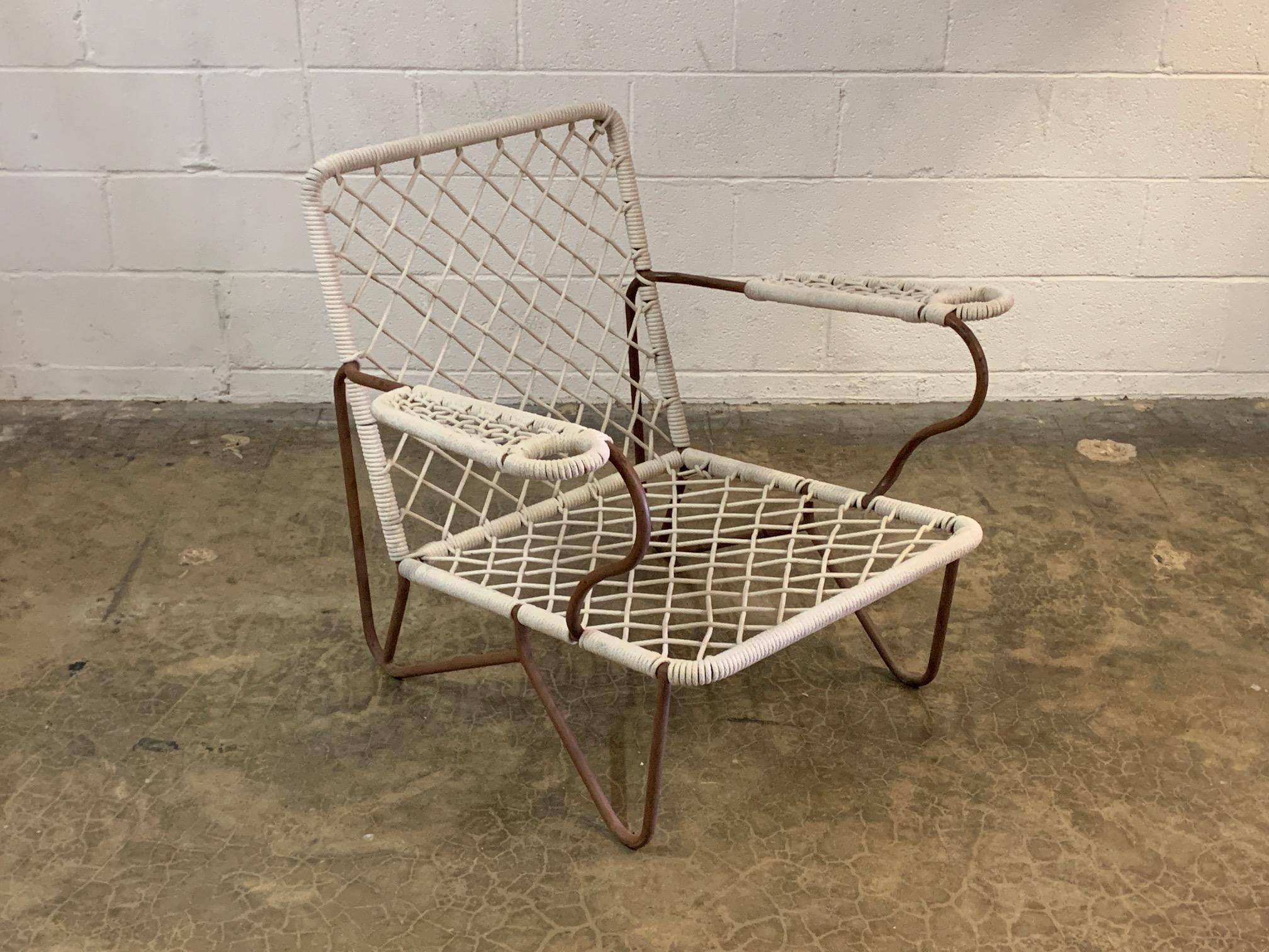 Rope and Iron Lounge Chair For Sale 14
