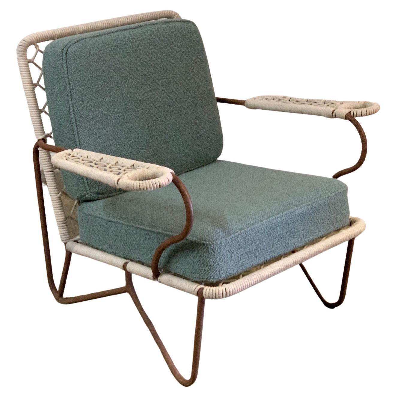 Rope and Iron Lounge Chair In Good Condition For Sale In Dallas, TX
