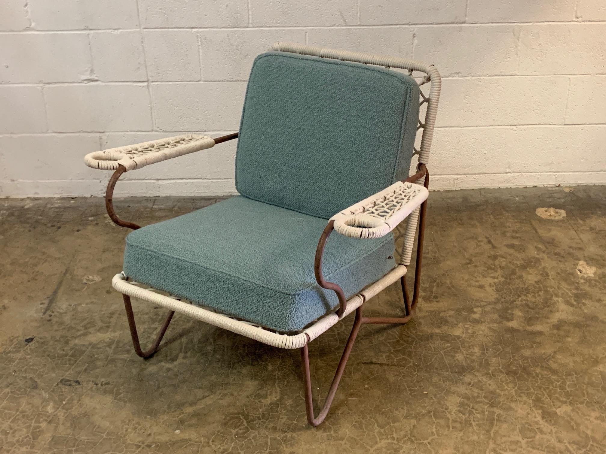 Mid-20th Century Rope and Iron Lounge Chair For Sale