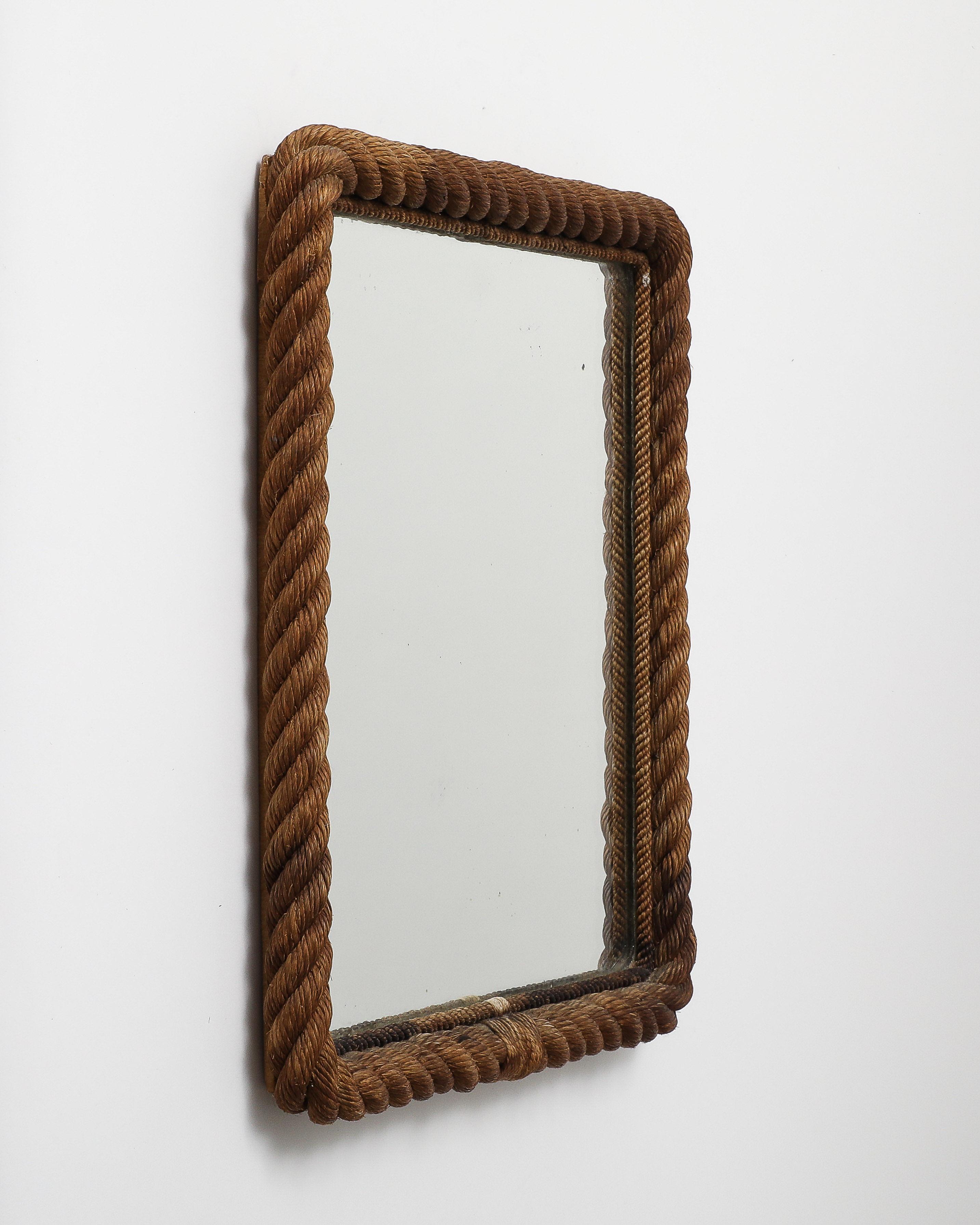 Français Rope et verre miroir d'Adrien Audoux et Frida Minet, France, vers 1960 en vente